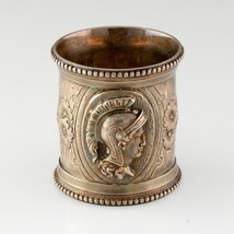 Silver Napkin Anneau Holder With Flora Pattern &amp; Trojan Praetorian Repousse - $742.52