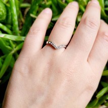 New Classic Silver Simple Dainty Silver Rhinestone Arrow Wishbone Ring Band sz 5 - £7.87 GBP