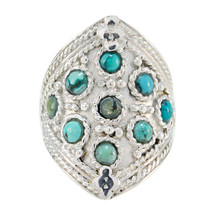 Turquoise 92.5 Sterling Silver Ring Natural Jewelry For New Year Gift US - £24.39 GBP