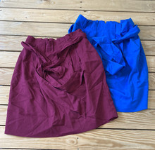 lot of 2 modbe women’s tie front knee length skirt size S blue maroon M4 - $22.44