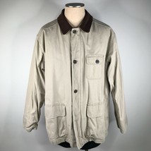 Vintage J Crew Barn Chore Jacket Coat Mens XL Beige Thick Fleece Lining - £58.81 GBP