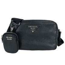 Prada Vitello Dino Shoulder Bag Black - £2,188.37 GBP