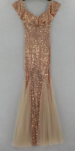 Poems Songs Womens Fitted 60&quot; Long Mermaid Dress Sz S Rose Gold Formal Party Nwt - $59.99