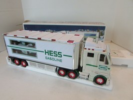 HESS 2003 TOY TRUCK AND RACERS TRUCK &amp; CARS LIGHT UP-CAB YELLOWING   LotD - $15.76
