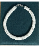 Handcrafted Bracelet, White round shell slices, 6 mm beads, 7.25 ins. long - $12.38
