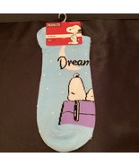 Peanuts Snoopy Dream Big No Show Socks 1 Pair Shoe Size 4-10 Blue - £5.30 GBP