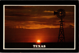 Vtg Postcard Beautiful Sunset in Texas Ranching Country Windmill Continental - £5.19 GBP