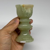262g, 3.8&quot;x1.9&quot;, Natural Green Onyx Candle Holder Gemstone Hand Carved, B32098 - £31.64 GBP