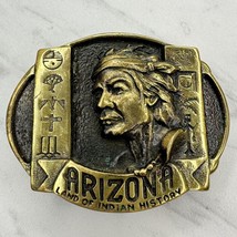 Vintage Arizona Land of Indian History Hank Richter Solid Brass Belt Buckle - £23.29 GBP