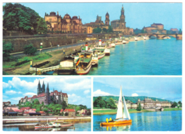 Vtg Postcard-Dresden, Meissen-Boats-Photo Montage-4x6 Chrome-GER1 - £4.71 GBP