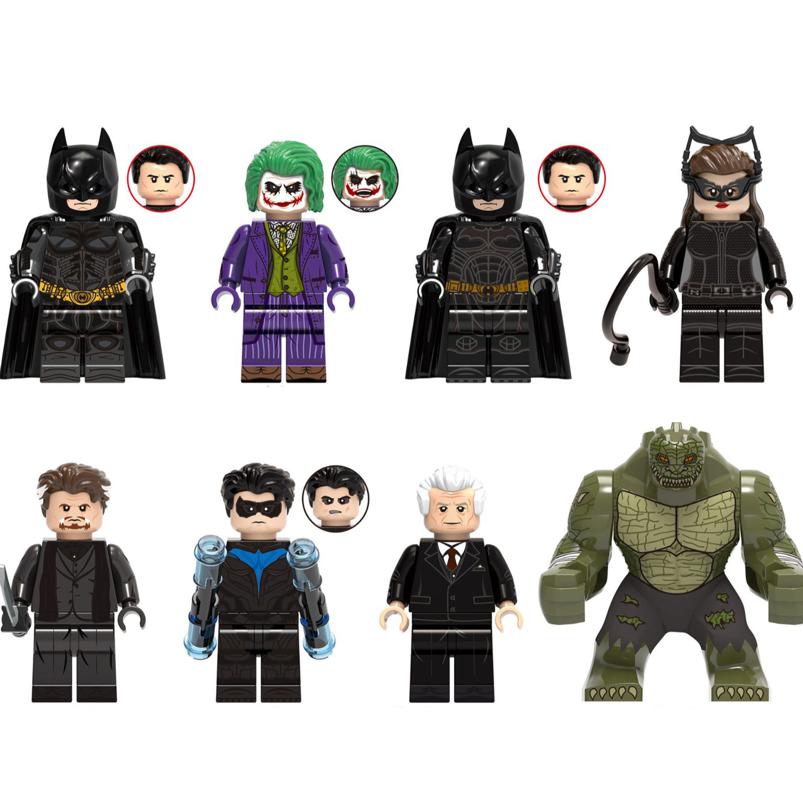 8Pcs DC Superheroes Minifigures Batman Joker Catwoman Nightwing Mini Block Toys