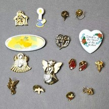 Christian Lapel Pins Brooches Vintage Angels Cross Nativity Doves (Lot o... - £22.31 GBP