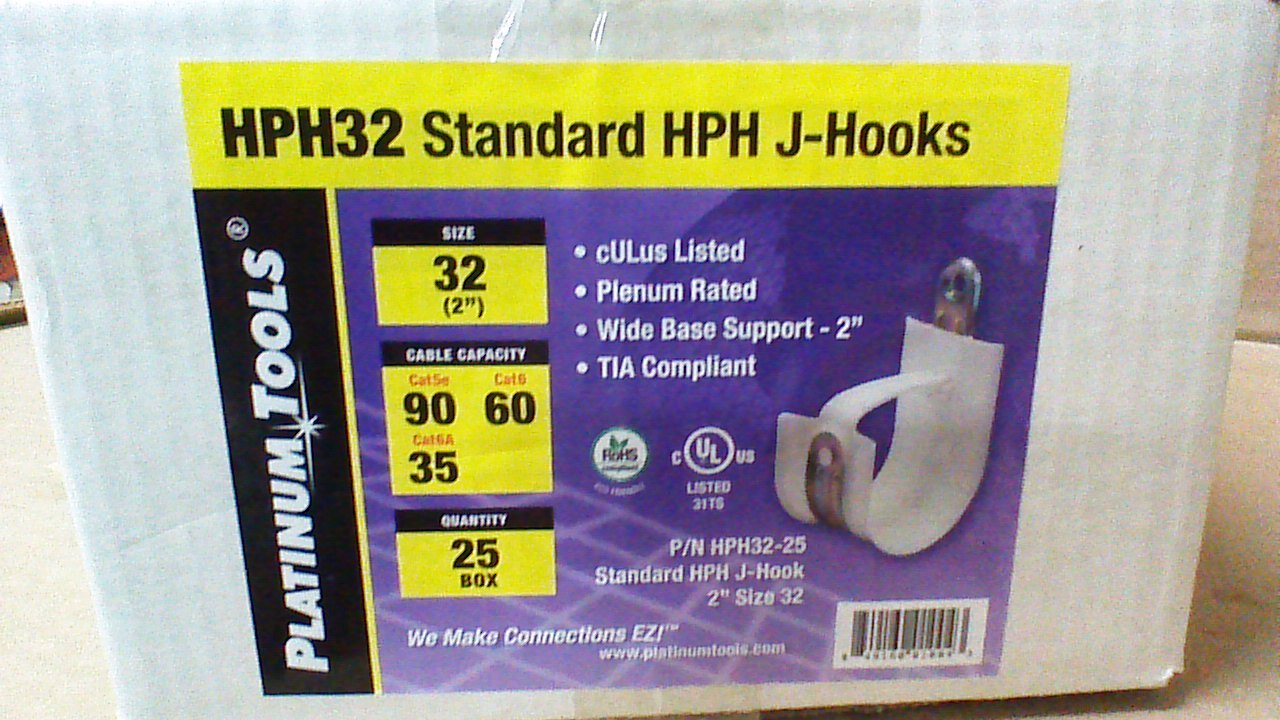 Primary image for (1) BX OF (25) PLATINUM TOOLS HPH32-25 STANDARD "J" HOOKS/ 2" SIZE/ PLENUM RATED