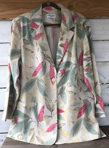 NWT Alfred Dunner Linen Blend Leaves Tropical Blazer Jacket Bge Women&#39;s Size 18 - £23.49 GBP