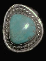 Vintage Sterling Silver Southwest Tribal Ring Turquoise Size 5.25 5.8g - £53.81 GBP