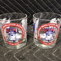 Pair Of American Revolution Bicentennial Spirit of &#39;76 Whiskey Rocks Glasses - £6.22 GBP