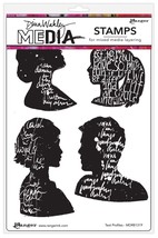 Dina Wakley Media Cling Stamps 6&quot;X9&quot;-Text Profiles - £19.09 GBP