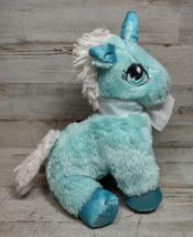 Dan Dee Sparkly Turquoise Blue Unicorn Plush Stuffed Animal Big Eyes 8&quot; - $4.50