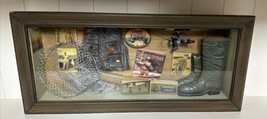 Fishing Shadow Box Vintage Fishing Gear Man Cave Lake House Cabin Gone F... - $42.77