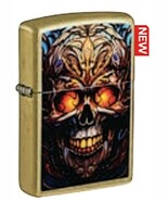 Creepy Brass Skull Zippo Lighter - $28.45
