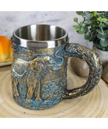 Ebros Safari Elephant&amp; Calf Family Coffee Mug Textured Rustic Tree Bark ... - $35.52 CAD