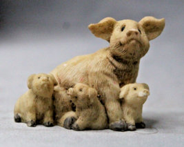 Pig Family Figurine Statue Small Resin Piglets Mom 3 Little Pigs - £2.87 GBP