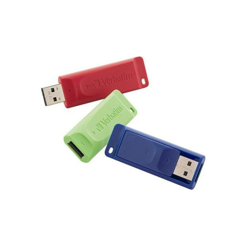 Verbatim 99811 3PK 32GB STORE N GO USB FLASH DRIVE RED BLUE GREEN - $38.42