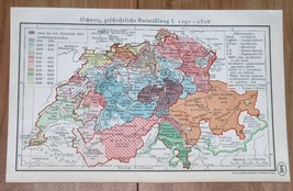 1938 Original Vintage Historical Map Of Switzerland Growth 1291-1816 - £13.66 GBP