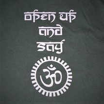OPEN UP AND SAY OM ~ T-SHIRT ~ Sz L / Large ~ VG ~ Yoga, meditation,  re... - $14.36