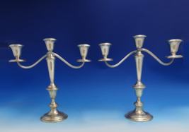 Old French by Gorham Sterling Silver Candlestick Pair 3-Light #808/1 (#8... - $979.11