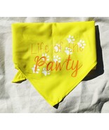 Medium Yellow Life of the Pawty Dog Bandana Scarf - Fun Hipster Dog&#39;s Cl... - $6.00