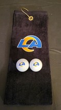 LA Rams Golf Sport Towel &amp; Ball Set 16x26 Black - £19.81 GBP