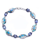 Sterling Silver Tanzanite, Blue Opal and CZ Bracelet - £114.63 GBP