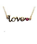 Necklace With Pink Crystal  Love Script Cursive   show your LOVE - $302.61 MXN