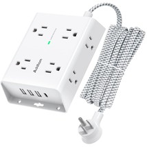 10Ft Long Surge Protector Power Strip, Extension Cord With 8 Ac Outlets ... - £37.42 GBP