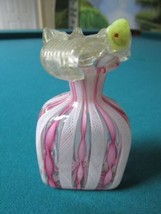 Crystal Venetian Vanity Perfume Bottle 4&quot; Waved Pink And White Gorgeous [77k] - $94.05