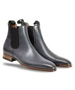 Handmade Men Ash Gray Chelsea Boot Men leather Boot Ankle leather Boot - £117.67 GBP
