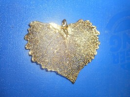 Gold Dipped Pendant Vintage Real Leaf Skeleton Gold Color Leaf Leaves Filigree - £18.49 GBP