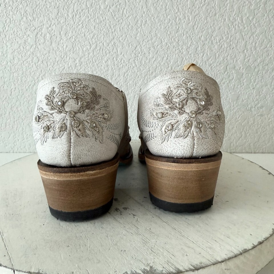 NEW Lane Santorini Cowboy Booties Womens 5 White Short Cowgirl Boots Snip Toe Item image 3