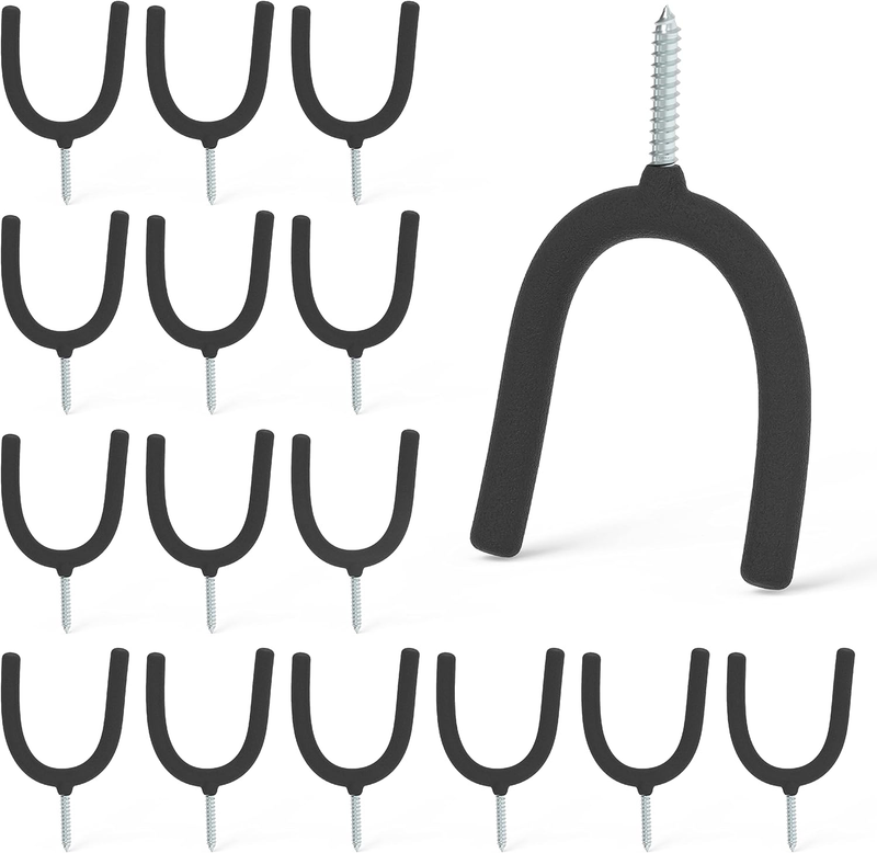 Screw in U Hook, Black, 16PC, Shovel Holder Wall Mount, U Hooks for Hanging Gard Item image 9