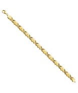 Genuine 14k Yellow Gold Stampato Heart-Shape XO 7.5&quot; Women&#39;s Bracelet - $1,155.71 CAD