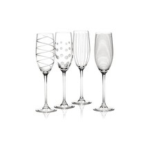 Creative Tops Mikasa Cheers Crystal Champagne Flute Glasses, Set of 4, Multi-Col - £42.61 GBP