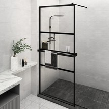  Walk-in Shower Wall with Shelf Black 39.4"x76.8" ESG Glass&Aluminum - $9,635.10 MXN