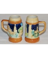 Two Vintage German Style Beer Stein Painted Mugs, Marked Japan - $183.21 MXN