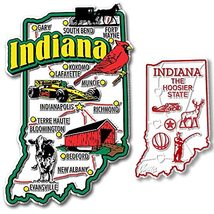 Indiana Jumbo &amp; Small State Map Magnet Set by Classic Magnets, 2-Piece Set, Coll - £7.57 GBP
