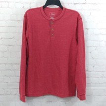 Sonoma Shirt Mens Large Red Henley Thremal Long Sleeve Waffle Knit - £14.11 GBP