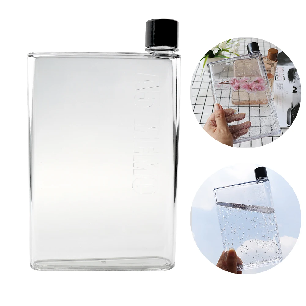 750ml Flat Water Bottle Outdoor  Drin Waterbottle Crystal Transparent Plastic Ke - £103.18 GBP
