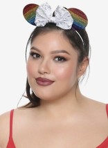 Disney Minnie Mouse Ears Sequins Bow Rainbow Pride Headband Halloween - £10.85 GBP