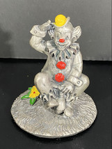 Vintage Pewter Clown Riding On Tiny Bike Figurine - £7.86 GBP