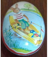 Cute Vintage Tin Easter Egg – Fillable – EASTER BUNNY ROWING A BOAT FULL... - $12.11 CAD